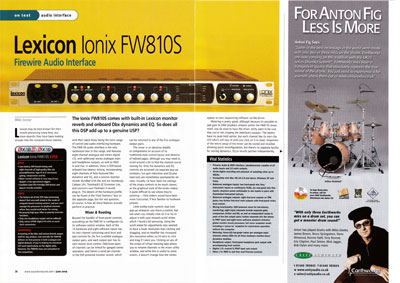 Sound On Sound Magazine review the new Lexicon IONIX FW810S
